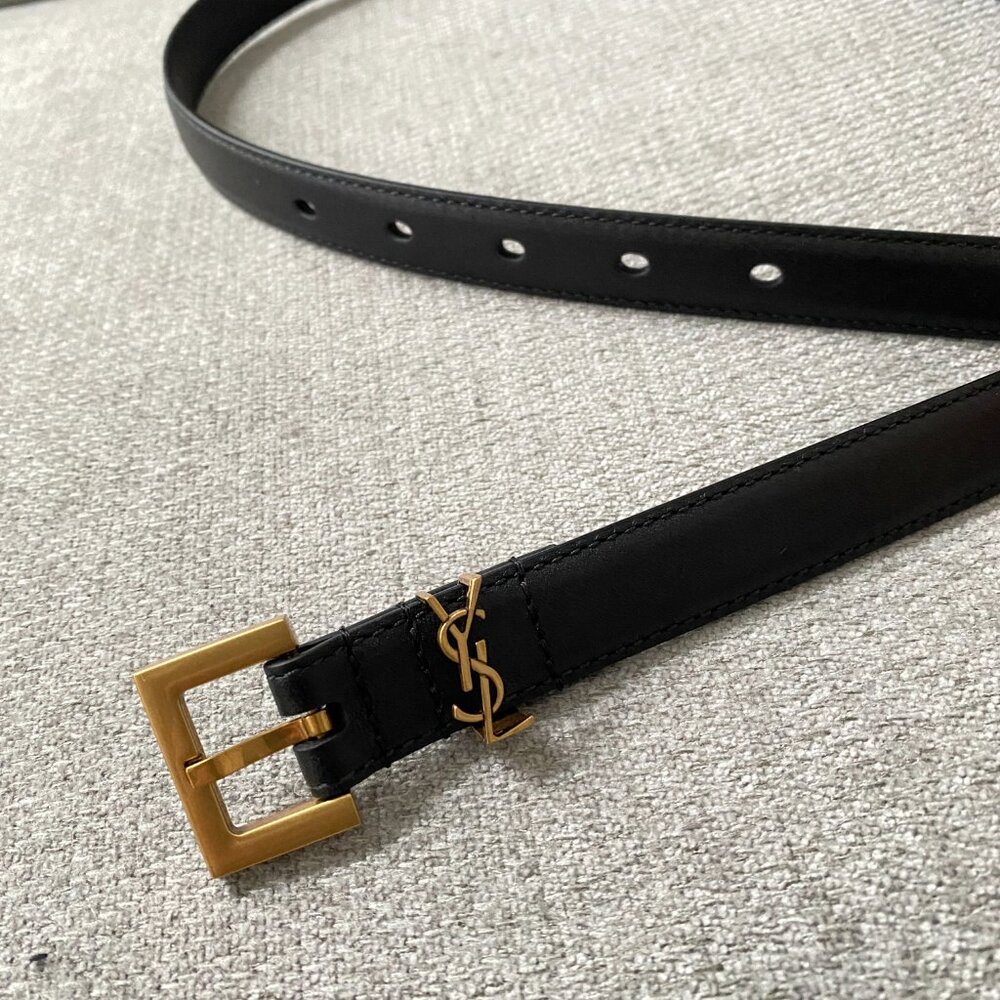 Saint Laurent YSL Monogram Slim Leather Belt 80 - Picture 2 of 6